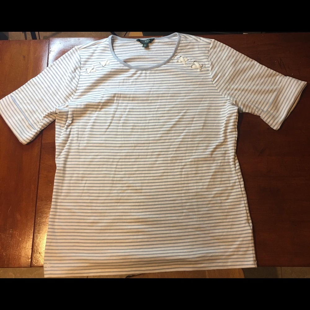 Lauren Ralph Lauren light blue and white stripped top 3x